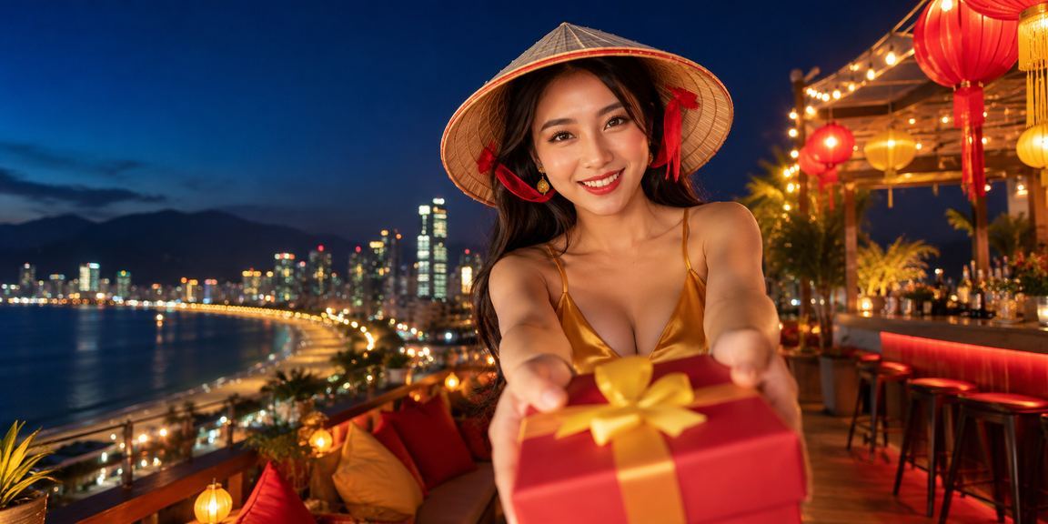 Giao diện ứng dụng me2 tại Nha Trang với biểu tượng nón lá truyền thống
